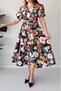 Women's Sash Poplin Fabric Print Dress Nbmy3467 - 2