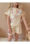 Yigit Butik Girl's Suit with Floral Embroidered Shorts - 2