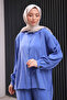 Indigo Slit Tunic Trousers Suit - 4