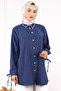 Navy Blue Sleeve Lace Collar Stone Linda Tunic