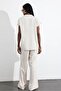 Natural Shirt Collar Blouse Pants Set - 6