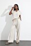 Natural Shirt Collar Blouse Pants Set