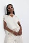 Natural Shirt Collar Blouse Pants Set - 2