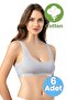 Women's 6-Piece Wide Strap Combed Cotton Camisole Fabric Padded Crop Bustier Bra - 4