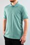 Men's Slim Fit 100% Cotton Soft Textured Polo Neck T-Shirt Basic T-Shirt Green - 2