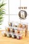 12-Piece Peggy Square Food Storage Container with Colorful Label 4x (0.55 Liters, 1.2 Liters, 1.75 Liters) White