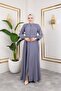Collar and Waist Embroidery Detailed Ferace - Gray / F0143 - 3