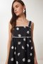 Floral Midi Poplin Dress Black White Lns0049 - 2