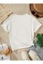 Girl's Crew Neck Cat Printed Short Sleeve T-Shirt - 2