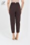 Women's Brown High Waist Fabric Trousers - 4