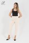 Women's Light Cream High Waist Fabric Trousers - 2