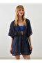 Lcw Dream Navy Blue Shawl Collar Lace Beach Dress - 2