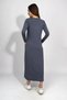 Women's Summer Long Sleeve Viscose Midi Length Crew Neck Dress Smoked - 6