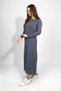 Women's Summer Long Sleeve Viscose Midi Length Crew Neck Dress Smoked - 4