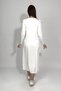 Women's Summer Long Sleeve Viscose Midi Length Crew Neck Dress White - 5