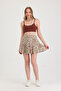 Women's Ecru Mink Viscose Fabric Summer Shorts Skirt 1905 - 3