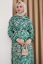Shadow Pattern Green Viscose Dress - 2