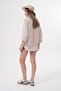 Women's Linen Blend Shirt Oversize Long Sleeve - 4
