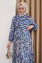 Shadow Pattern Blue Viscose Dress - 2