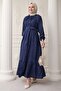 Judge Collar Strawberry Pattern Navy Blue Dress