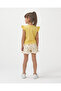 Girl's Front-Tie T-Shirt and Knitted Muslin Shorts Summer Two-Piece Set Yellow - 2