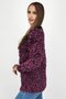 Women Textured Long Sleeve Knit Sweater, Purple and Black - 4