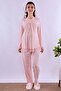 Cotton Maternity Pajama Set with Hidden Breastfeeding Feature – Elastic Waistband – Pink - 3