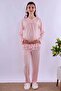 Cotton Maternity Pajama Set with Hidden Breastfeeding Feature – Elastic Waistband – Pink - 2