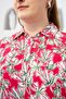 Shirt Collar Patterned Zero Sleeve Plus Size Blouse Fuchsia - 2