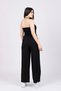 Women's Summer Black Strapless Linen Look Double Suit Elastic High Waist Wide Leg Pants Stylish Daily Casual 1142 - 4