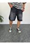 Men's Black Premium Baggy Fit Jeans Capri Grinding Denim Shorts