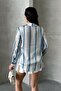 Women's Thin-Thick Striped Balloon Sleeve Satin Shirt - 4