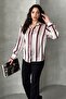 Women's Thin-Thick Striped Balloon Sleeve Satin Shirt
