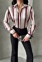 Women's Thin-Thick Striped Balloon Sleeve Satin Shirt - 3