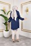 Gathered Front Ankle Elastic Tunic - Navy Blue / Ü104 - 5