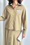 Women's Striped Pocket Detailed Buttoned Shirt-Skirt Two-Piece Set - 4