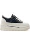 Women's 25Y363 Black and White Velcro Orthopedic Thick Platform Sole Sneaker Daily Walking Sports Shoes - 2