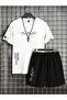 Design Printed Oversize Tshirt and Shorts 2-Piece Bottom Top Set - 2