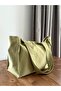 Oil Green Gusseted Hand Arm and Shoulder Tote Bag