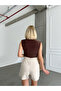 Women's Shirred Sandy Fabric Sleeveless Blouse - 6