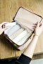 6 Piece Suitcase Interior Travel Bag with Leather, Beige - 2