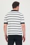 Men's Polo Neck White Double Line Detailed Black Knitwear T-Shirt - 8