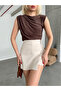 Women's Shirred Sandy Fabric Sleeveless Blouse