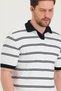Men's Polo Neck White Double Line Detailed Black Knitwear T-Shirt - 7