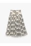 Viscose Fabric Cotton Lined Floral Patterned Midi Flared Skirt with Tie Waist - 3