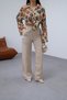 Women's Beige Linen High Waist Wide Leg Waist Lace up Palazzo Summer Pants - 4