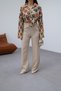 Women's Beige Linen High Waist Wide Leg Waist Lace up Palazzo Summer Pants - 5
