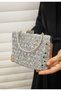 Women's Silvery Handle Detailed Chain Long Strap Evening Dress Bag - 3