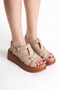 Genuine Leather Beige Padding Sole Platform Orthopedic Women's Sandals Tmd 2025221