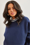 Women's Navy Blue Collar Detailed Thick Sweatshirt with Ruffles Swt-19000687 - 4